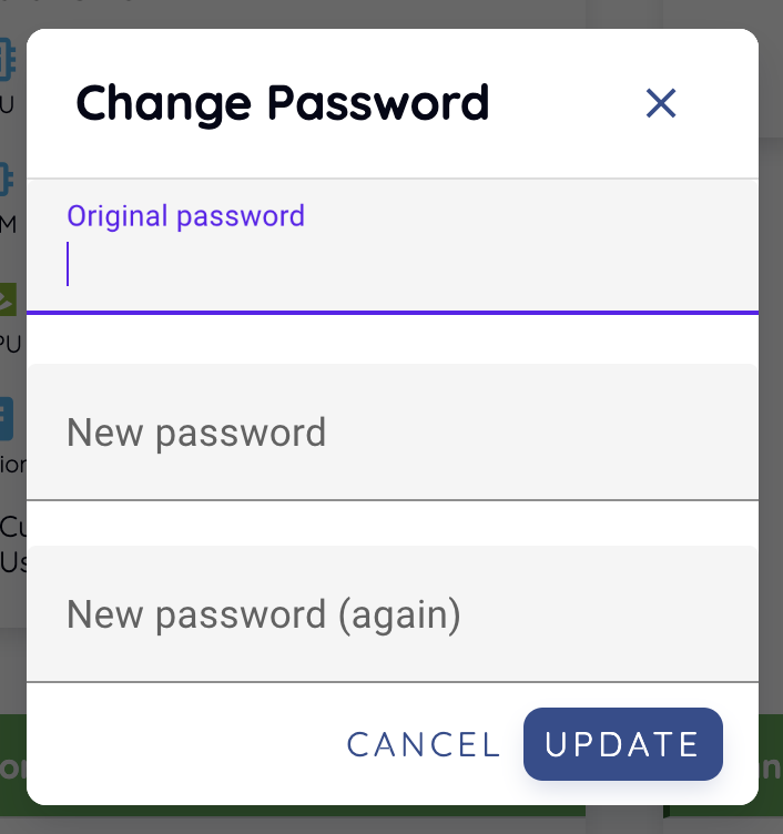 Change password dialog