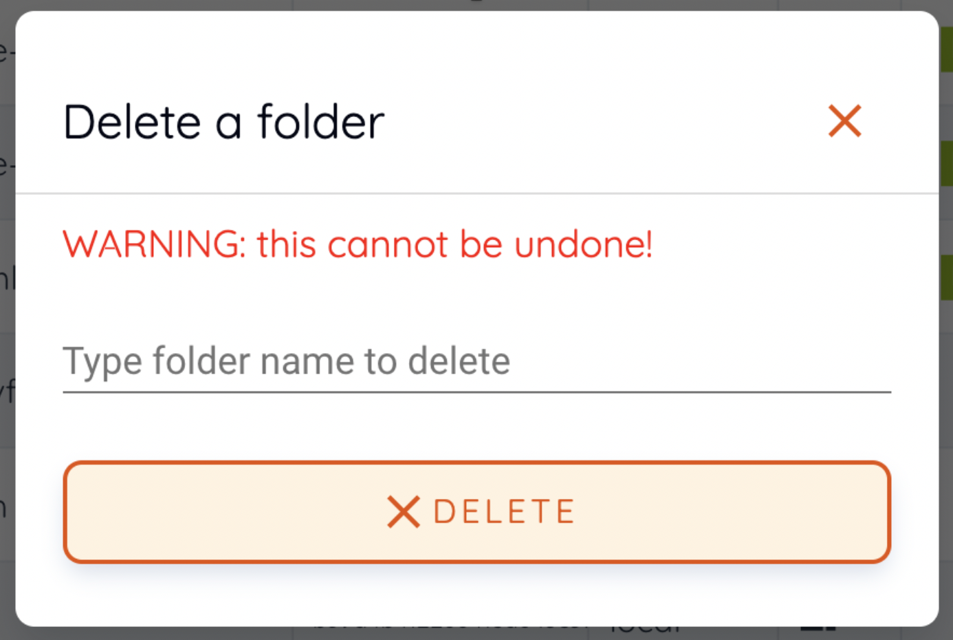 Folder deletion dialog