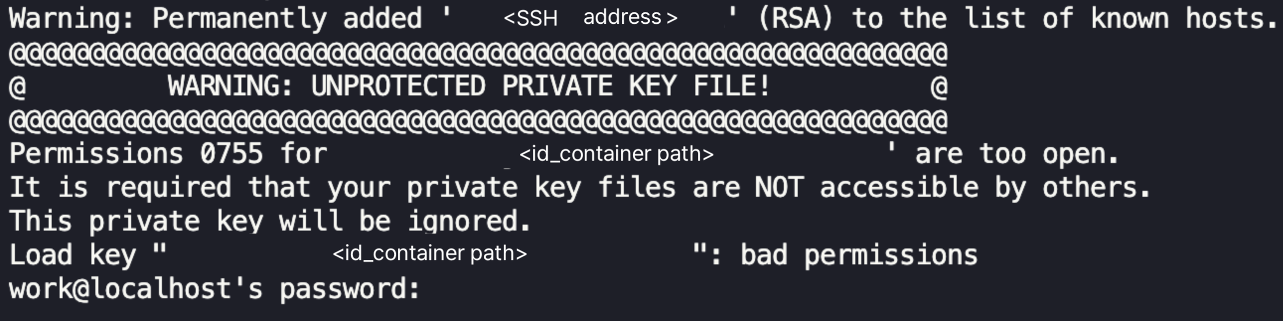 Permissions Warning Message