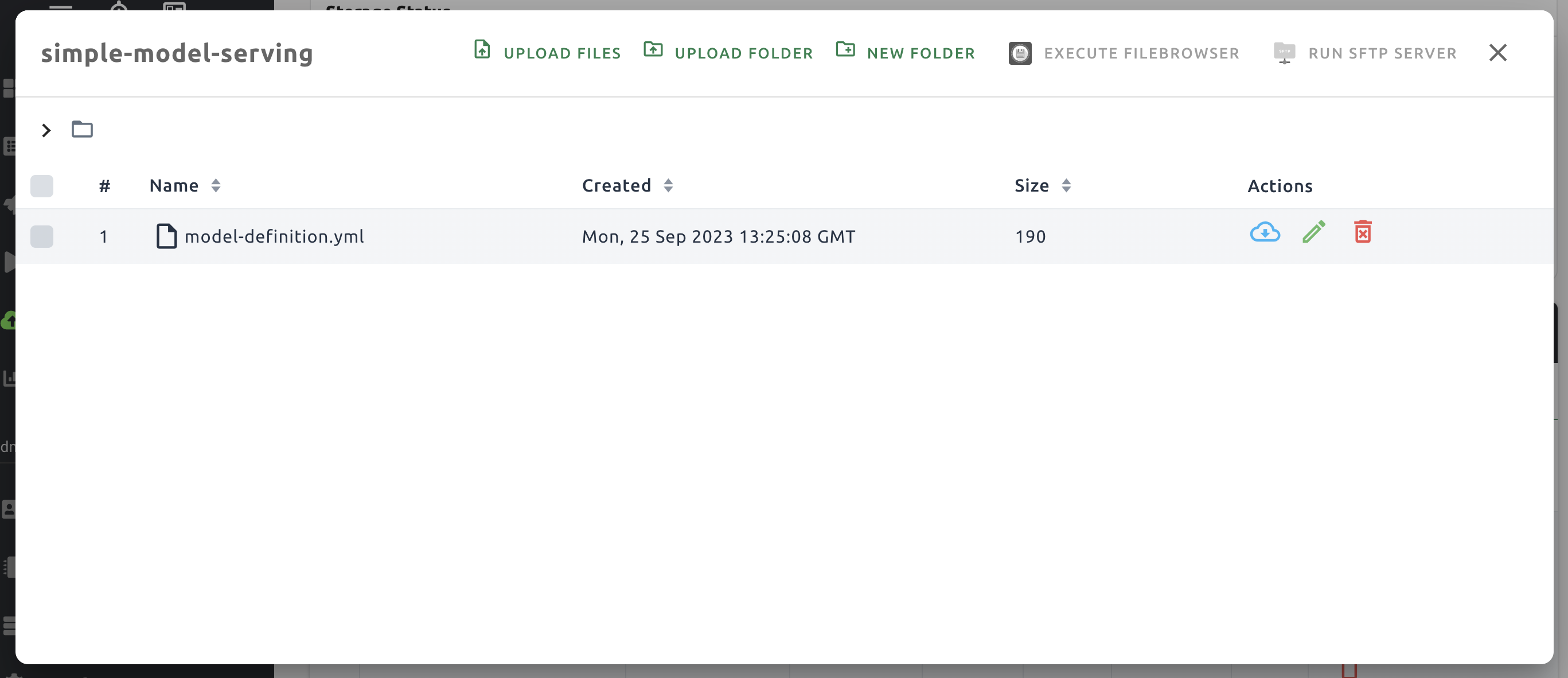 Model definition file upload