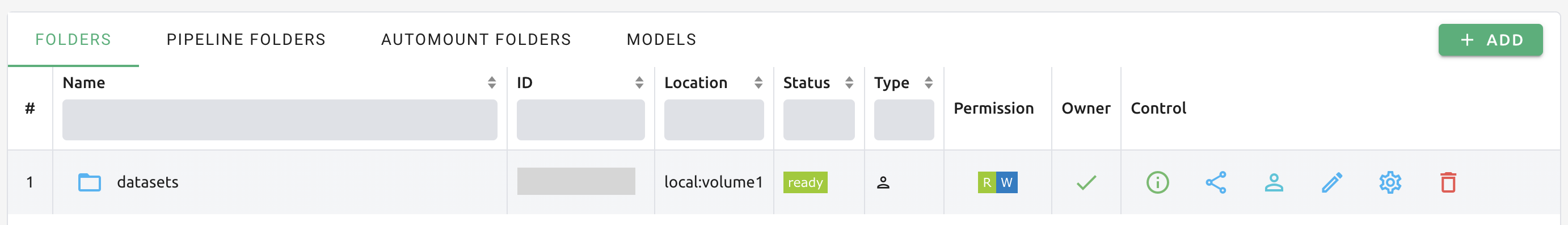 Controls in folder item
