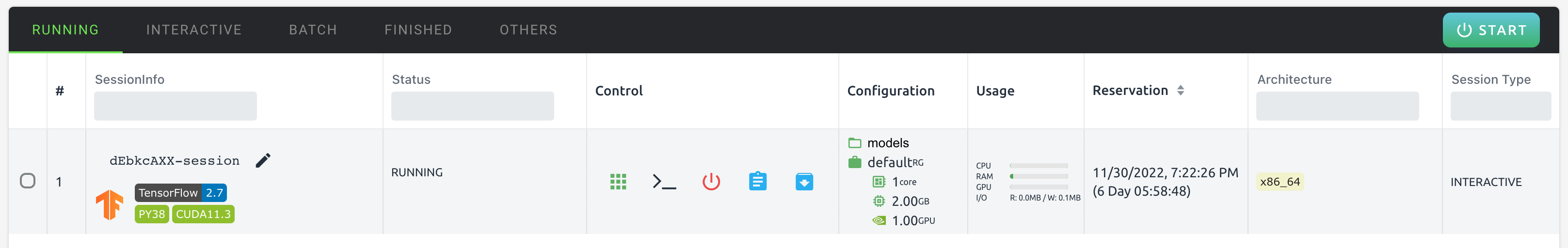 Session page with imported Jupyter notebook