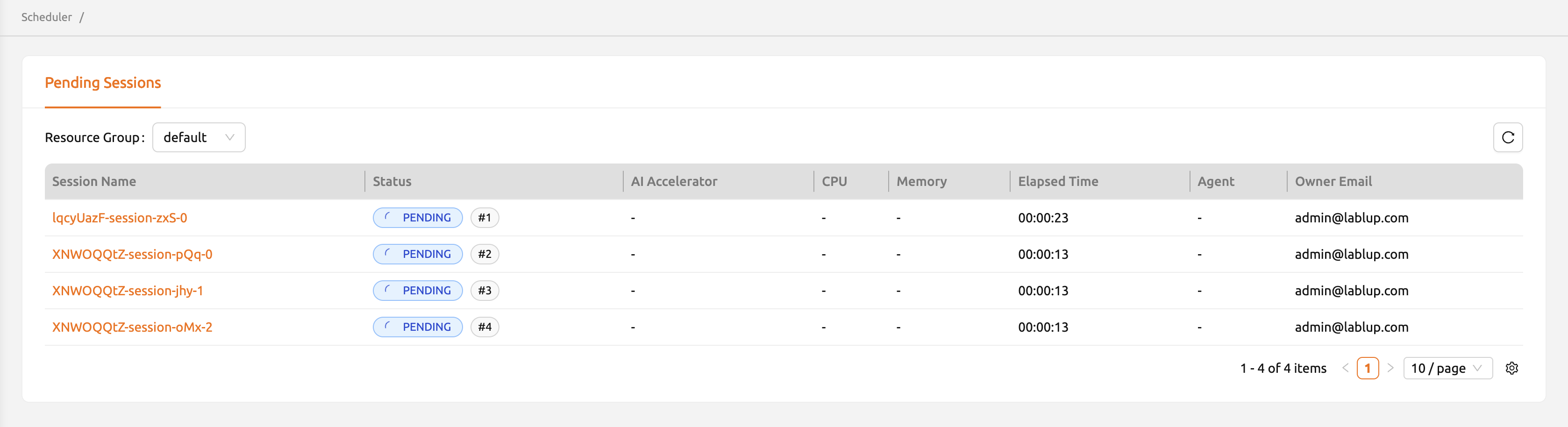 Scheduler page