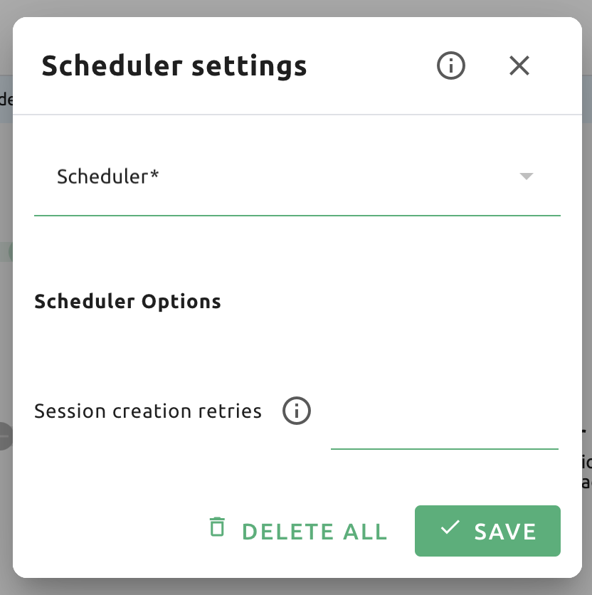 System setting dialog scheduler settings