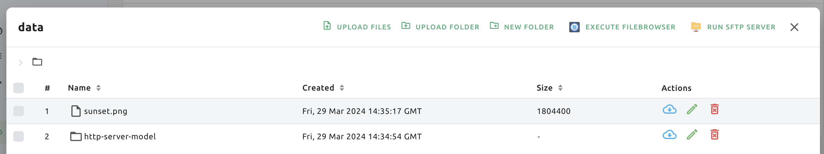 Folder explorer with FileBrowser