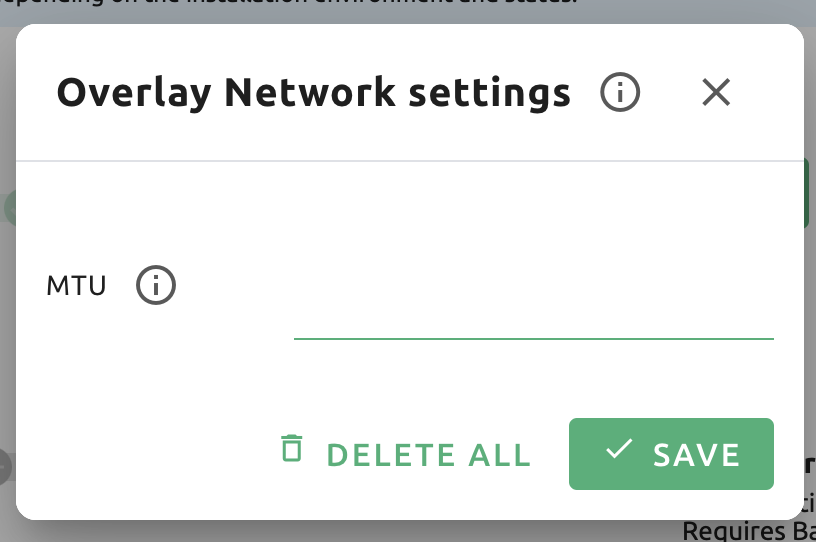 Overlay network setting dialog